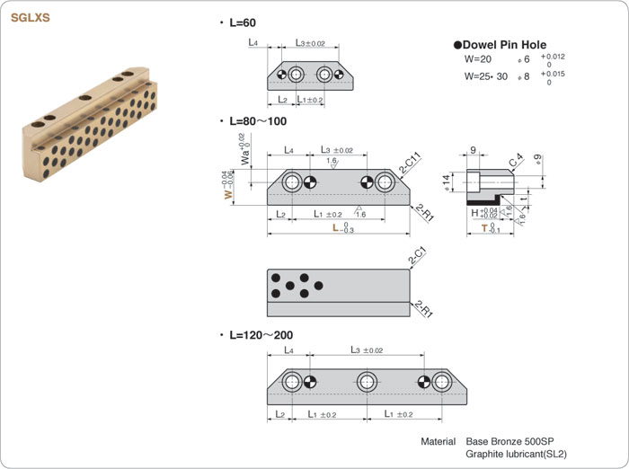 SGLXS sankyo guide bearing slide